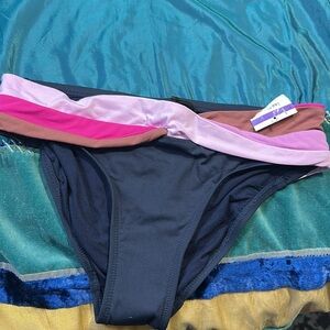 Women’s swimsuit Bottoms Robin Piccone Blue and Pink Bikini Swimwear Small 4342